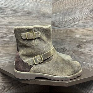 UGG Kids Tan Suede Buckle Ankle Boots